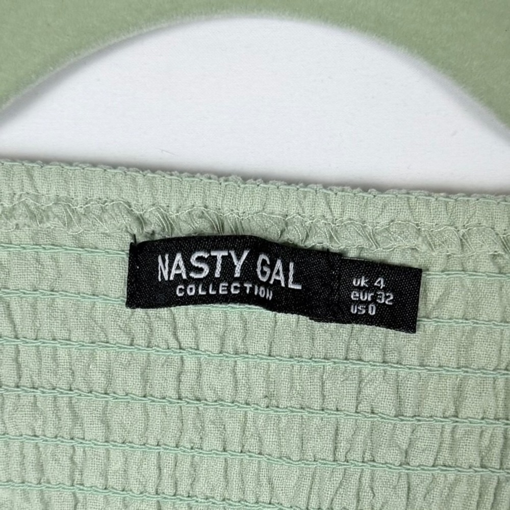 Nasty Gal Green Maxi Dress 0 Smocked Puff Sleeve Cottagecore Country - Picture 3 of 11